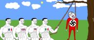 allies arm bloodshot_eyes british buff closed_mouth country crying festa_della_liberazione flag flag:france flag:italy_cln flag:nazi_germany flag:united_kingdom flag:united_states france full_body germany glasses hair hand hanging italian_resistance italy leg liberation_day nazism open_mouth rope smile smug soyjak suicide swastika tongue total_germoid_death united_kingdom united_states variant:bernd world_war_2 yellow_teeth // 3500x1491 // 701.3KB