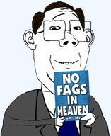 arm baptist bible_verse blue_tie book brown_hair christianity closed_mouth clothes ear glasses god_hates_fags hair hand holding_book holding_object holding_sign necktie protestant smile soyjak suit suit_and_tie text transparent_background variant:protestantjak westboro_baptist_church // 1471x1803 // 791.6KB