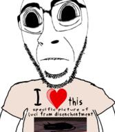 arm biting_lip clothes glasses heart i_love large_eyes large_nose merge meta:tagme soyjak stubble subvariant:hornyson subvariant:science_lover text tshirt tv_show variant:cobson variant:markiplier_soyjak // 680x784 // 243.8KB