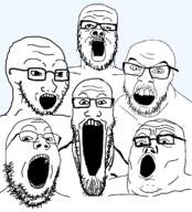 6soyjak bald beard forehead_wrinkles glasses laugh_lines main_variants multiple_soyjaks nasolabial_folds open_mouth sextuplet sextuplets stubble teeth template transparent transparent_background variant:a24_slowburn_soyjak variant:feraljak variant:gapejak variant:markiplier_soyjak variant:soyak variant:tony_soprano_soyjak variants // 1575x1734 // 100.1KB