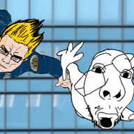 2soyjaks animated arm badge buff building falling fist full_body glass glasses glasses_askew hair hand hands_up lips looking_at_you mustache open_mouth police soyjak stubble superhero variant:chudjak variant:fisheyejak window yellow_hair // 720x480 // 4.2MB