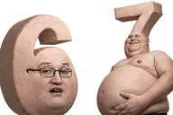 2soyjaks 6 7 9 67 bald closed_mouth fat glasses meme meta:ai_generated naked nikocado_avocado nipple number open_mouth realistic scared smile stubble teeth teeth_showing variant:impish_soyak_ears variant:soyak vore white_background // 1536x1024 // 159.4KB