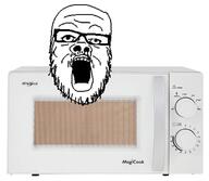 glasses micorwave objectsoy open_mouth oven soyjak stubble variant:a24_slowburn_soyjak // 680x593 // 291.1KB