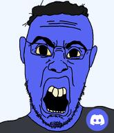 angry big_eyes big_lips blue_skin buck_teeth clothes discord disgusted ear glasses grey_shirt hair nigger open_mouth soyjak stubble transparent_background variant:halojak yellow_sclera yellow_teeth // 620x720 // 59.6KB