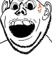 anger_mark angry deformed ear mustache open_mouth soyjak stubble subvariant:swedenborg variant:feraljak variant:impish_soyak_ears // 599x646 // 157.3KB