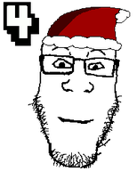4 artist:crimsonvoidhydra1488 christmas clothes glasses hat santa_hat smile soyjak subvariant:neutralplier transparent_background variant:markiplier_soyjak // 200x250 // 2.7KB