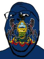 eagle flag flag:pennsylvania glasses horse looking_at_you pennsylvania smile soyjak stubble subvariant:wholesome_soyjak teeth text united_states variant:gapejak // 582x772 // 92.1KB