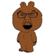 angry bear brickleberry cartoon full_body glasses mustache open_mouth soyjak variant:feraljak // 496x523 // 20.0KB