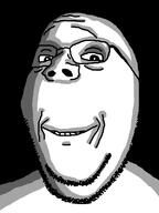 black_background glasses ominous soyjak stubble subvariant:wholesome_soyjak variant:gapejak // 600x800 // 141.9KB