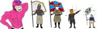 baby belt clothes collar_tabs deformed doll_(user) epaulettes flag flag_bearer froot_(user) hat holding_flag jake kolyma kuz multiple_soyjaks nate pacifier soot_colors soviet_army_uniform stinky straight-arm_salute subvariant:chudjak_front subvariant:emmanuel_richardson ukraine variant:a24_slowburn_soyjak variant:chudjak variant:gapejak variant:kuzjak // 1408x431 // 360.7KB