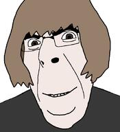 brown_eyes brown_hair closed_mouth glasses hair looking_at_you smile sobot soyjak variant:cobson white_skin // 775x849 // 23.9KB