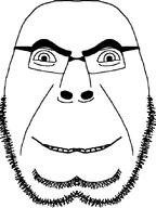 2soyjaks closed_mouth glasses grin mirrored smile soyjak stubble variant:cobson // 638x849 // 79.5KB