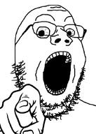 aliased bald crazed gape gaping_mouth glasses hand nails open_mouth pointing pointing_at_viewer soyjak stubble template variant:gapejak white_background // 612x857 // 18.4KB