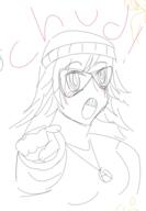 arm clothes glasses hair hand necklace oekaki open_mouth pointing variant:soytan whiteboard // 418x603 // 91.2KB