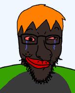 artist:crimsonvoidhydra1488 bloodshot_eyes brown_skin crying edit ginger glasses green_shirt hair sean shemmy shemmycuck smile smug stubble transparent_background variant:lesoyface // 578x720 // 15.4KB