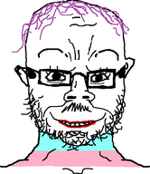 flag:transgender_pride_flag glasses hair happy lipstick purple_hair smile stubble subvariant:chudjak_front tranny variant:chudjak white_skin // 484x561 // 24.4KB