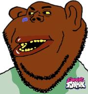 brown_skin clothes discord fnf_pedo friday_night_funkin' open_mouth red_lips series:esl_pedo_league soyjak stubble subvariant:impish_amerimutt sweating variant:impish_soyak_ears yellow_sclera yellow_teeth // 905x966 // 253.3KB