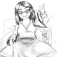 2soyjaks artist:sleep_chvd clothes coomer_artstyle female femdom glasses hair holding_object leash subvariant:feralsquirrel variant:feraljak variant:soytan // 1450x1450 // 327.1KB