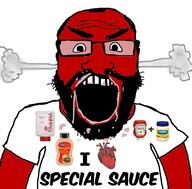 angry arm beard bottle chick-fil-a clothes fume glasses i_love ketchup kroger mayo open_mouth plus_sign red sauce science soyjak special_sauce subvariant:science_lover tshirt variant:markiplier_soyjak // 800x789 // 206.1KB