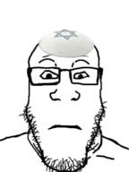 closed_mouth clothes glasses hat judaism kippah neutral soyjak stubble subvariant:neutralplier variant:markiplier_soyjak // 1080x1445 // 462.7KB