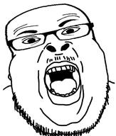glasses merge open_mouth series:fusionjaks soyjak stubble variant:chugsjak variant:el_perro_rabioso // 1167x1374 // 491.8KB