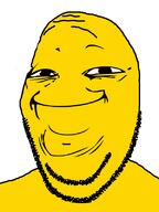 closed_mouth smile soyjak stubble subvariant:wholesome_soyjak variant:gapejak yellow yellow_skin yoba_face // 600x800 // 40.0KB