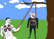 2soyjaks arm automation_game bloodshot_eyes buff car_game drawn_background game gearcity glasses grass hanging noose open_mouth purple_hair smile sun tranny tree variant:bernd variant:chudjak // 2100x1500 // 560.2KB