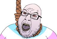 angry bloodshot_eyes dead glasses hanging open_mouth rope soyjak stubble suicide tongue tranny variant:hilbert_soyjak // 779x542 // 90.5KB