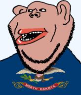 amerimutt animal bird black_sclera brown_skin clothes eagle ear flag flag:north_dakota hair holding_object lips mutt north_dakota open_mouth soyjak state stubble subvariant:impish_amerimutt text transparent_background united_states variant:impish_soyak_ears // 685x800 // 110.7KB