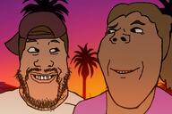 2soyjaks backwards_cap beard florida gradient grand_theft_auto grand_theft_auto_vi guy hair jason_(gta) jason_duval latino lipstick lucia_(gta) lucia_caminos man miami original_content palm_tree subvariant:annabelle tank_top variant:gapejak variant:markiplier_soyjak video_game woman // 1200x800 // 360.6KB