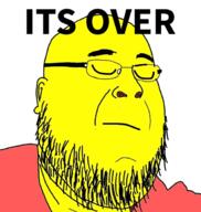 artist:fuck_all_liberals asian closed_eyes clothes fal glasses its_over sad soyjak stubble text variant:fatjak yellow // 577x610 // 295.9KB