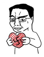 arm chud closed_mouth glasses hair hand heart holding_heart holding_object nazism smile soyjak swastika variant:chudjak // 392x499 // 42.4KB