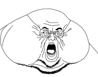 cheeks cheekson eyebrows fat glasses neckbeard open_mouth screaming stubble teeth tongue variant:unknown vein white_background white_skin // 1507x1187 // 84.4KB