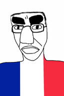 angry closed_mouth clothes country flag flag:france france glasses hair soyjak subvariant:chudjak_front thick_eyebrows variant:chudjak // 1200x1800 // 172.0KB