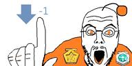 antenna downvote finger glasses hand open_mouth orange_eyes orange_shirt pointing_up reddit reddit_gold reddit_platinum redditard stubble variant:pointjak // 500x250 // 22.3KB