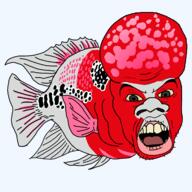 angry animal big_lips big_nose brain_tumor cichlid fish flowerhorn_cichlid full_body series:animaljaks soyjak stubble subvariant:feralnigger tyrone variant:feraljak // 1200x1200 // 123.5KB