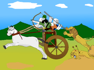 animal arm art artist:sectionalism bald beard chariot classical_art_parody cloud dagger glasses grass green_eyes hand horse kekistan lion mountain sash side_profile sky stubble subvariant:scholar torso variant:a24_slowburn_soyjak variant:bernd variant:chudjak variant:feraljak variant:gapejak variant:impish_soyak_ears variant:smugjak wheel // 4000x3000 // 376.8KB