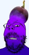 angry blue_skin closed_mouth clothes food foodjak fruit glasses gradient grape hat plum purple_skin series:fruiterz! soyjak stubble variant:gapejak // 594x1120 // 262.5KB