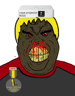 1_year_on_bald_men_with_glasses_website angry award badge blond blood bloodshot_eyes brown_skin cope cope_projector_9000 cracked_teeth hair meta:not_oc projector red_eyes red_sclera subvariant:hunky_twink_sex_machine teeth variant:alicia wig yellow_teeth // 592x760 // 117.0KB