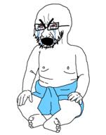 arm baby bloodshot_eyes crying full_body glasses hand leg open_mouth soyjak stubble thick_eyebrows underpants variant:cryboy_soyjak // 466x593 // 39.0KB