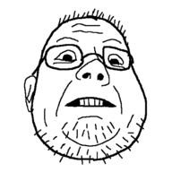 ear glasses open_mouth soyjak stubble variant:coprojak // 1000x1000 // 71.8KB