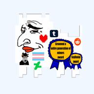 award deltarune deviantart dog groomed groomer homestuck jewish_nose pixelated reddit smug toby_fox transgender_flag tumblr undertale variant:pajeetjak // 500x500 // 62.3KB