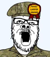 raid accessory award beret camouflage glasses military_uniform open_mouth stubble uniform variant:a24_slowburn_soyjak // 454x520 // 104.3KB
