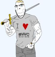 aryan bwc bwc_swiss closed_mouth glasses heart holding_sword i_heart stubble swiss_watches sword variant:cobson watch yellow_hair // 1834x1910 // 134.0KB