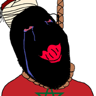 ack bloodshot_eyes crying fez flag:morocco glasses meta:namefags morocco morostein_(user) noose red_lips rope stubble subvariant:wholesome_soyjak sultan turban vantablack_skin variant:gapejak // 800x800 // 37.3KB