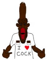 bbc black_skin brown_skin cock cum flavorjak meta:tagme nigger nipple penis precum red_teeth variant:markiplier_soyjak variant:shirtjak // 868x1080 // 162.2KB