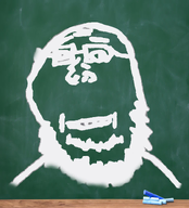 beard chalk chalkboard forehead_lines glasses irl_background smile soyjak variant:whiteboardjak // 730x805 // 305.9KB
