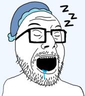 closed_eyes glasses matt_christman sleep_cap sleeping soyjak stubble variant:christmanjak zzz // 489x553 // 15.6KB