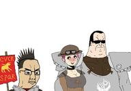 angry bear brotherhood_of_steel bull caesar's_legion clothes cuck enbie fallout gear gigachud glasses hair legion new_california_republic ranger rome soyjak sword text variant:chudjak video_game // 2304x1600 // 433.4KB