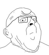 angry bald closed_mouth frown glasses looking_at_you soyjak stubble variant:wyatt // 380x425 // 11.0KB